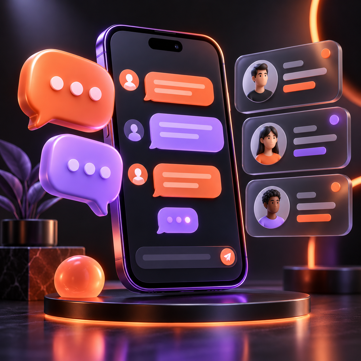 Celular com conversas e contatos organizados